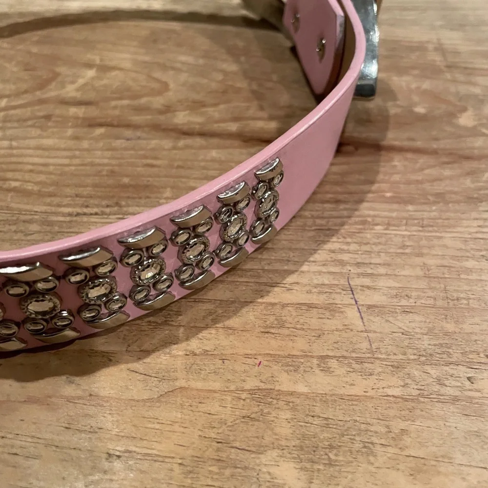 Like New Women’s Pink Silver Studded Rhinestone Belt Barbiecore Western Boho